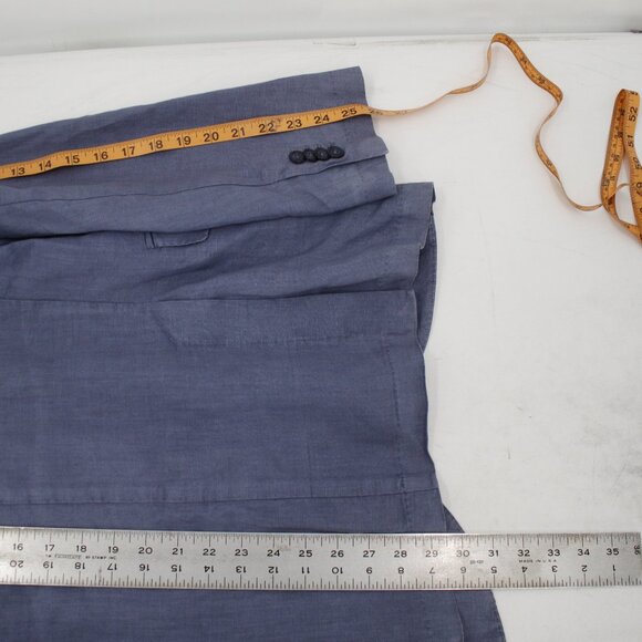 120% Lino Sports Coat medium linen Blue Unstructured notch lightweight blazer - Picture 6 of 16